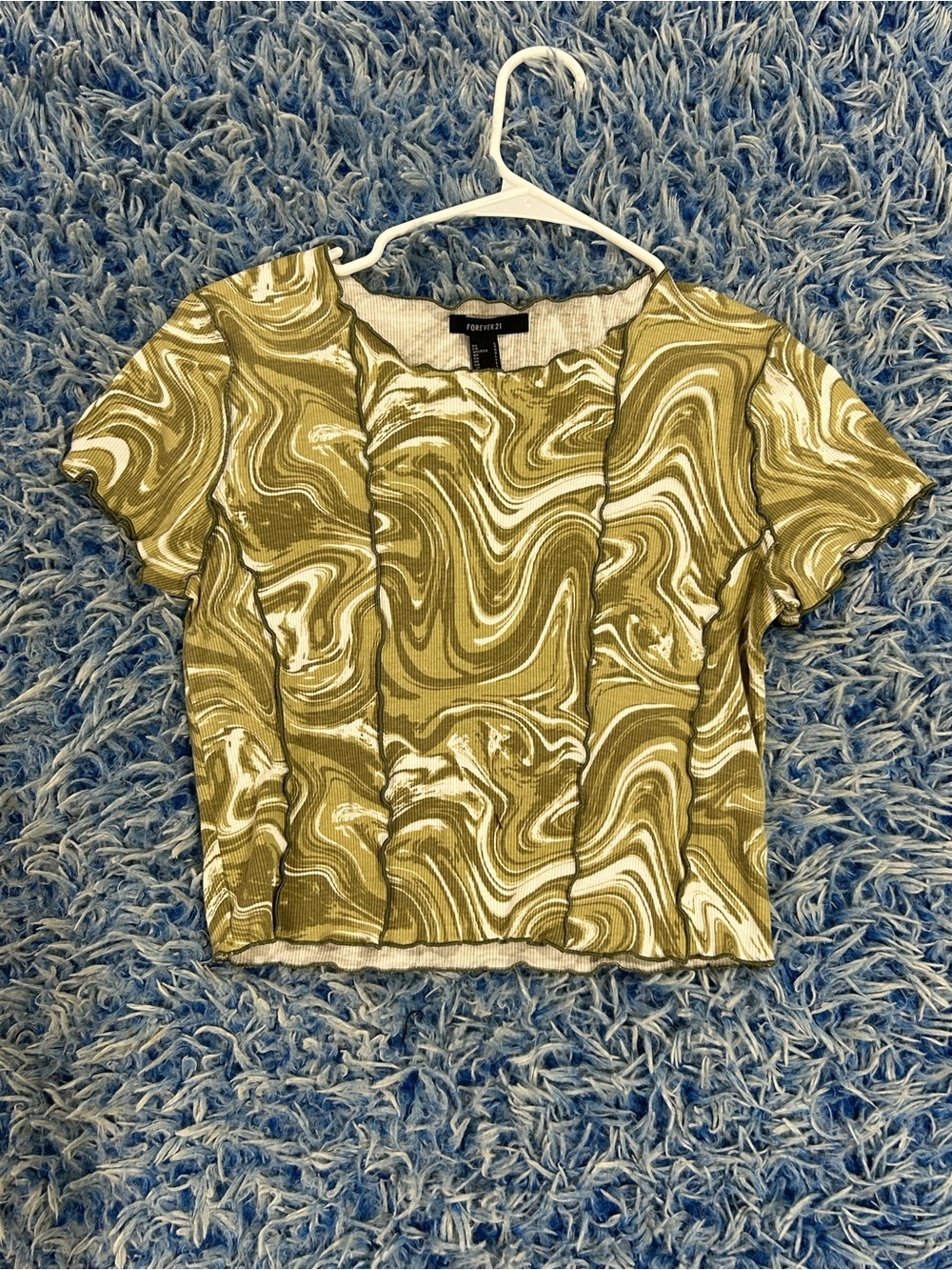 Green and White Marble Crop Top